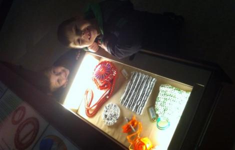 Here's my children enjoying the tactile drawer